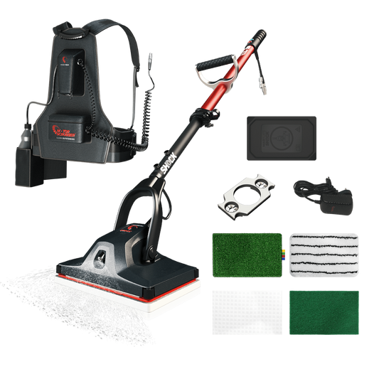 SHOCK STARTER KIT Complete machine with backpack, Magplate pad holder, Weight Kit, Micro- Blade pad, Microfibre pad, Green Thinline pad, Maroon Strip pad, and Melamine pad