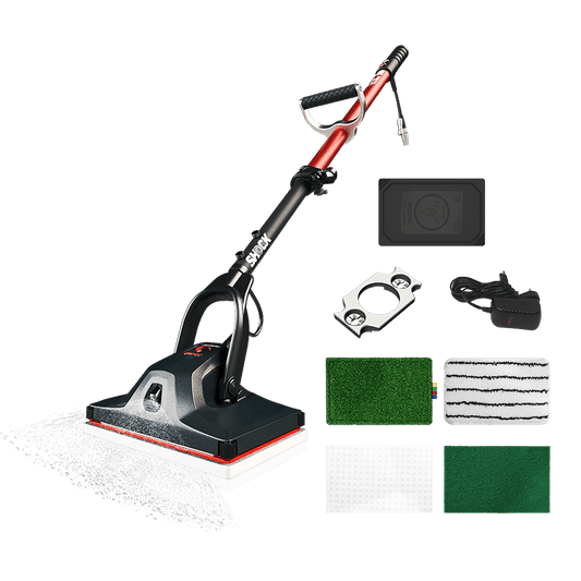 SHOCK NO BACKPACK Complete machine with Magplate pad holder, Weight Kit, Micro-Blade pad, Microfibre pad, Green Thinline pad, Maroon Strip pad, and Melamine pad